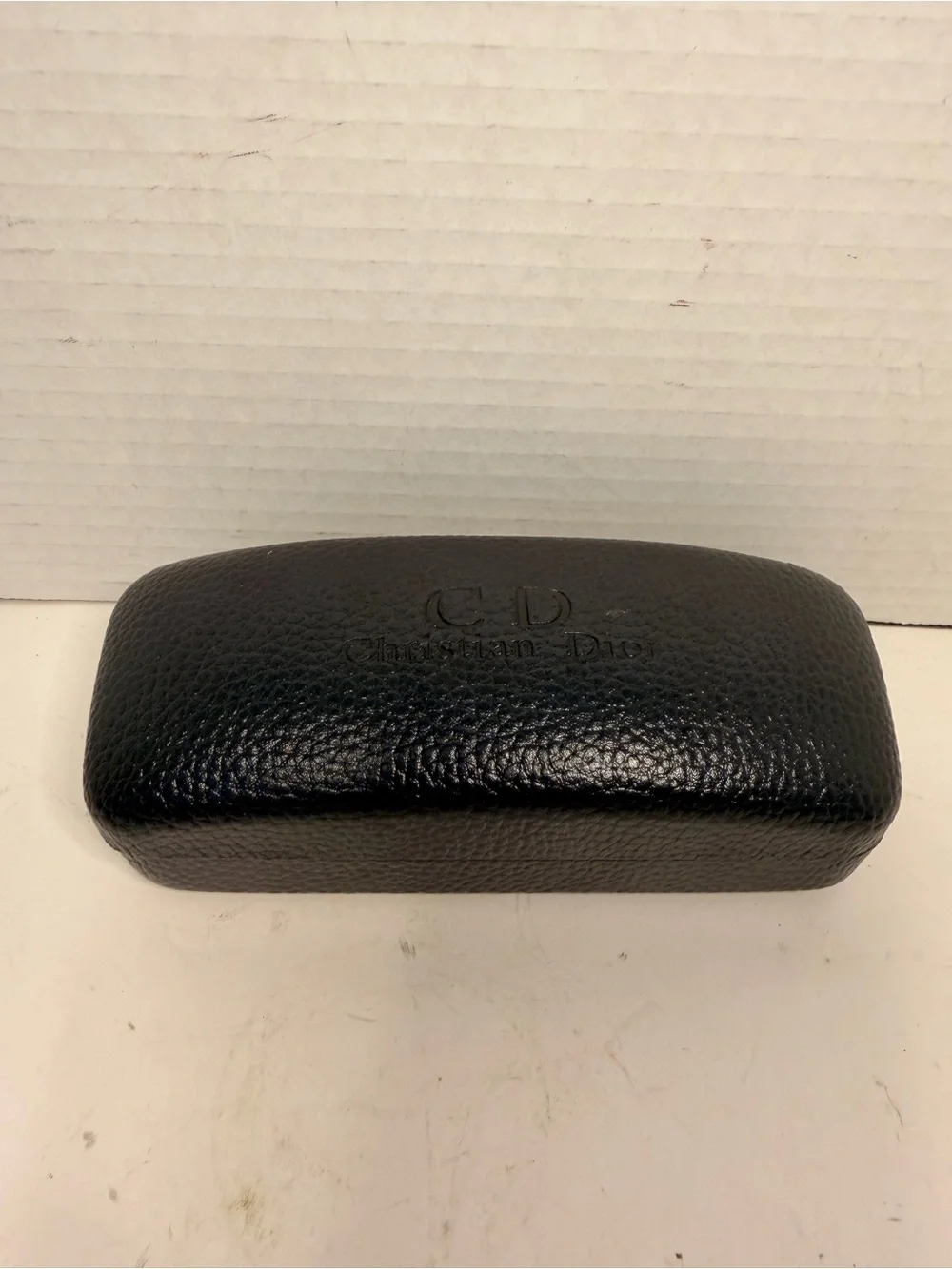 Christian Dior Vintage Hard Flip Top Leather Eyeglass Case Black Case Only
